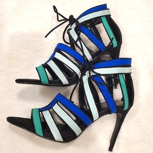 ZARA | Multi Colored Strappy Lace Up Heels